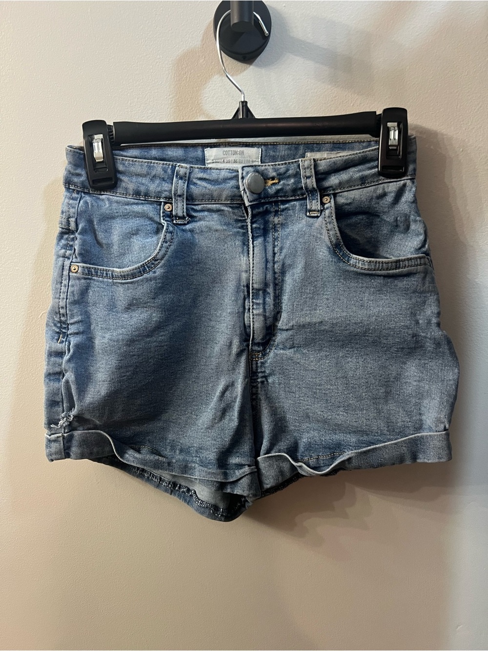 Cotton On Light Blue High-Rise Denim Shorts